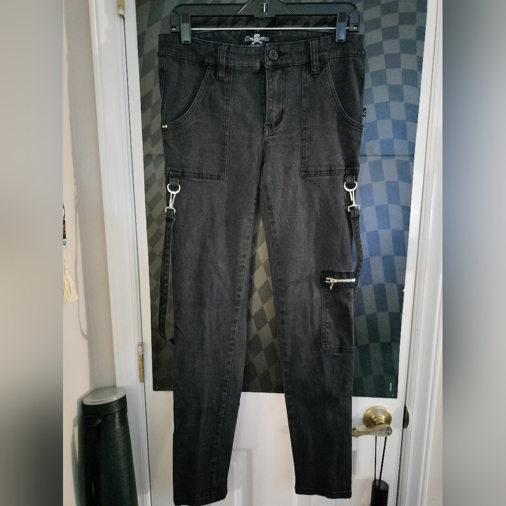 Royal Bones By Tripp Black Strap Skinny Jeans - Size 13